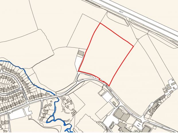 The location of the proposed new school at Brockworth, from the planning documents presented by architects Robothams and construction firm EG Carter.