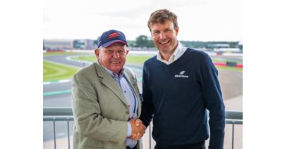 Stephen Freeman Senior, the founder of Gloucester firm Freemans Event Partners, and Stuart Pringle of Silverstone, celebrating 40 years in business together.