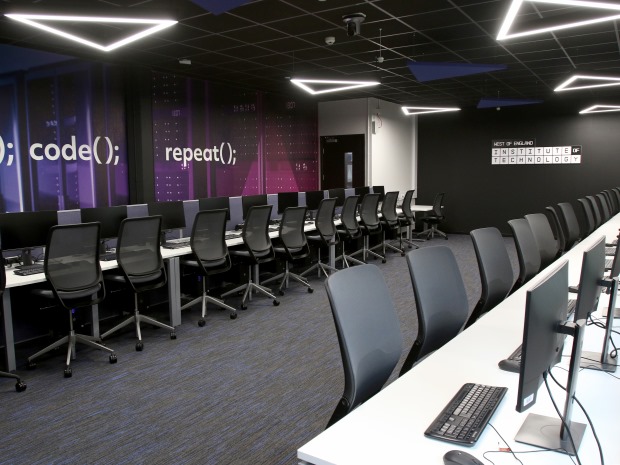 Inside Gloucestershire College's new cyber-focused West of England Institute of Technology WEIoT at its Cheltenham campus.