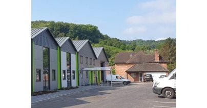 A view along the front of the Longhope Business Part, with Versarien's new headquarters to the left. The house in the background is about to make way for the firm's new Innovation Centre - subject to planning.