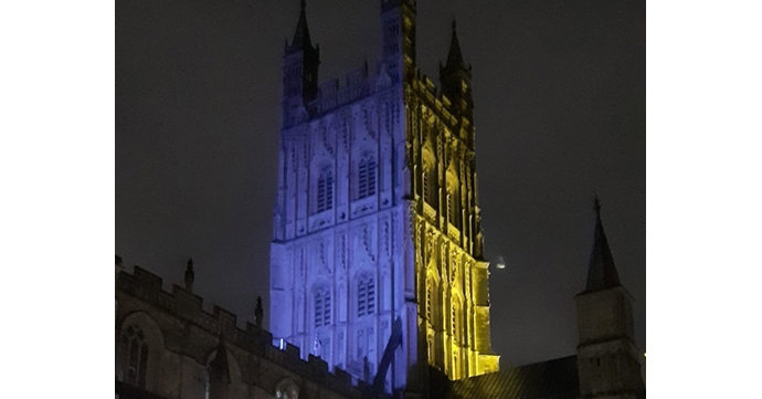 Gloucestershire businesses light up in blue and yellow to show support for Ukraine