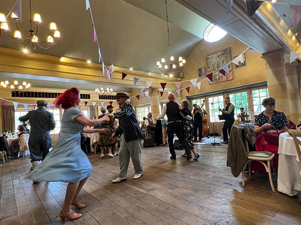 Lindyhoppers from Cheltenham Swing Dance were invited to Prince Charless home at Highgrove, near Tetbury, for a Jubilee party for local pensioners and staff from Age UK, on behalf of the Princes Foundation Trust.