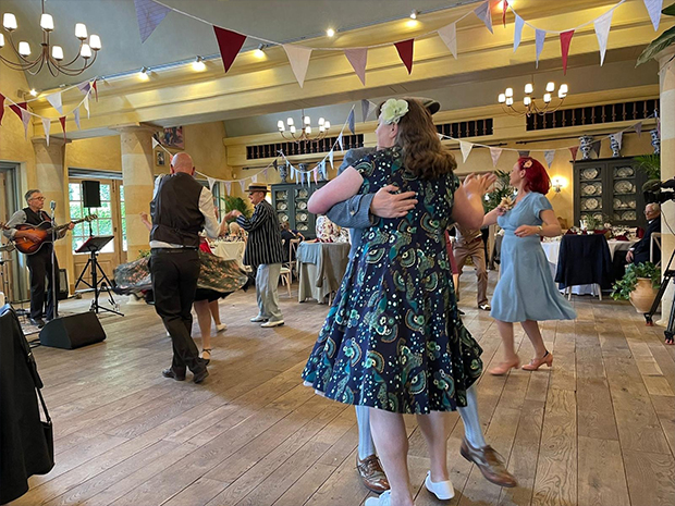 Lindyhoppers from Cheltenham Swing Dance were invited to Prince Charless home at Highgrove, near Tetbury, for a Jubilee party for local pensioners and staff from Age UK, on behalf of the Princes Foundation Trust.