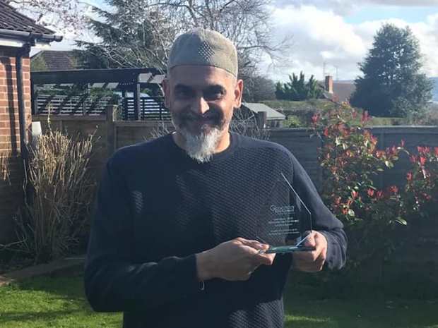 Hash Norat, with a special award from Gloucester City Council for Gloucester Feed the Hungry's work throughout the pandemic.