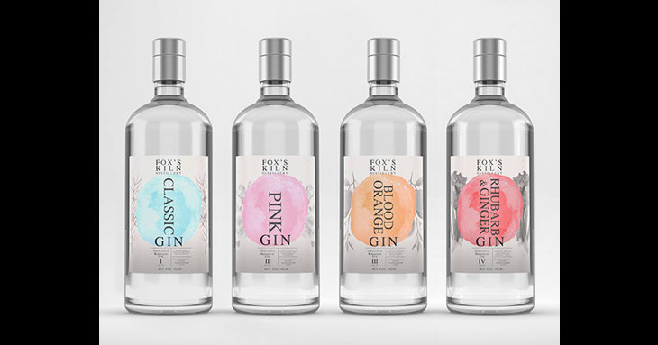 Made in Gloucester, Foxs Kiln Distillerys gin flavours include classic, raspberry and rose, rhubarb and ginger, and blood orange.