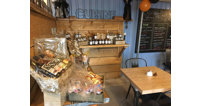 The tea room has up-cycled features.