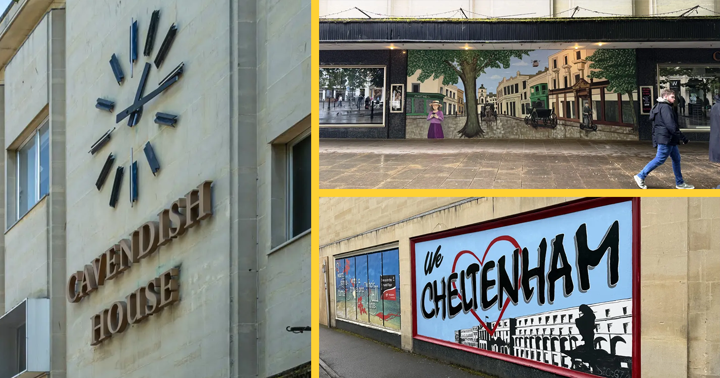 New artwork being displayed across vacant windows at Cavendish House