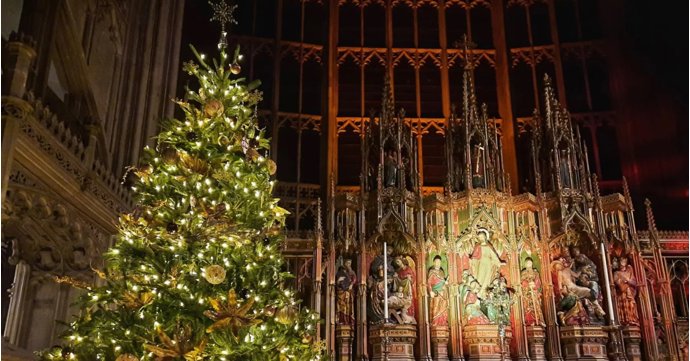 See Gloucester Cathedral all lit up after dark at its atmospheric Christmas Experience at Night