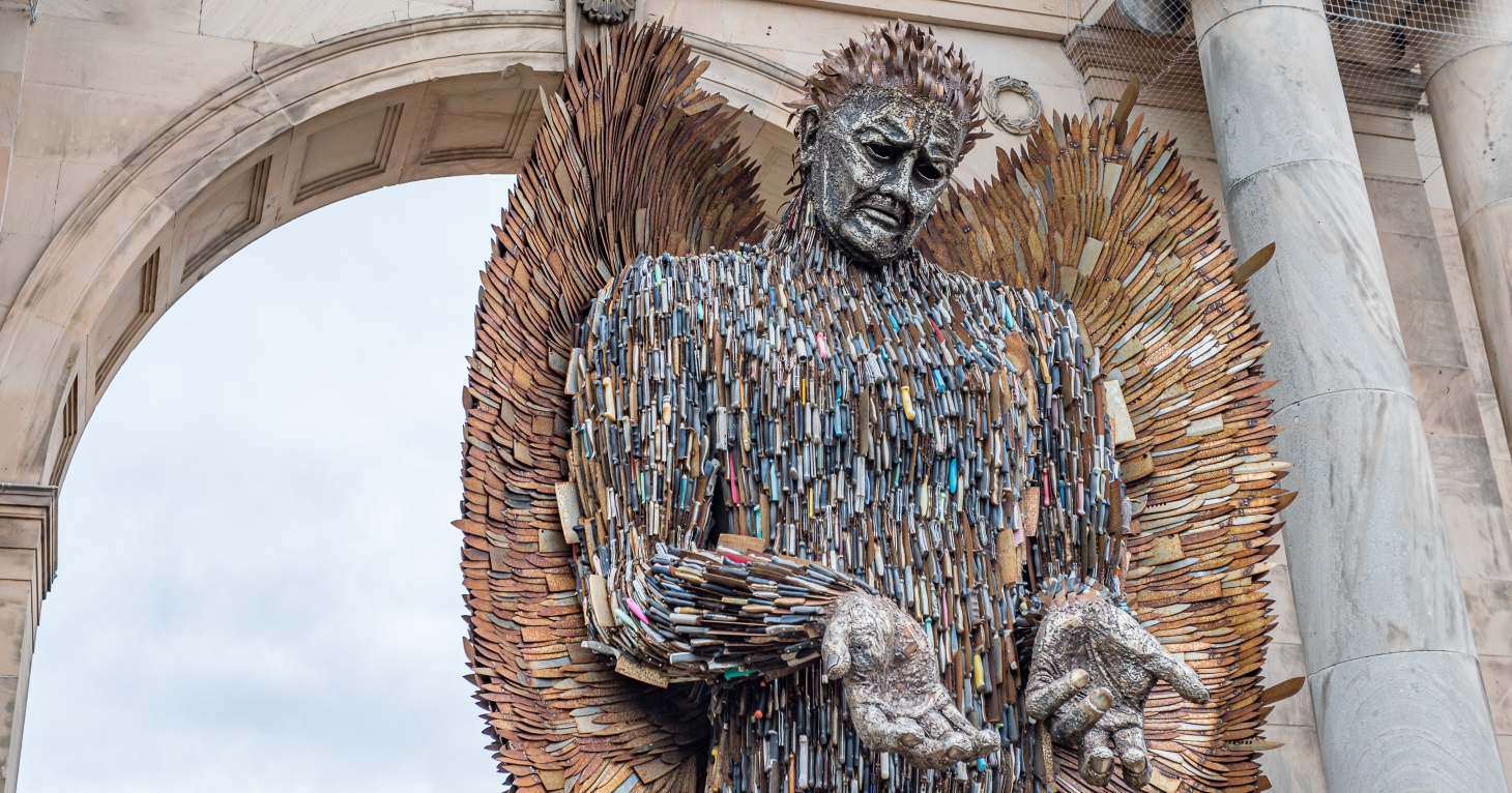 Knife Angel at Gloucester Cathedral