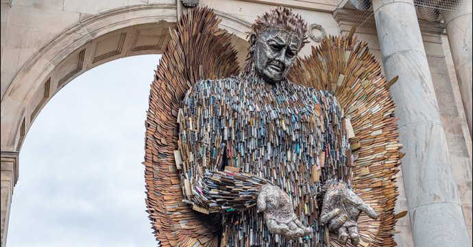 Knife Angel at Gloucester Cathedral