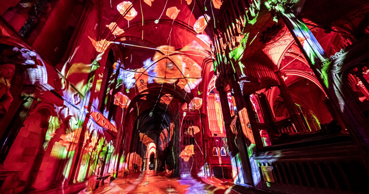 See Gloucester Cathedral transformed into an illuminated poppy field this autumn