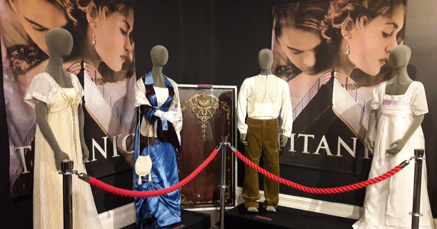 The exhibition also features costumes and props from James Camerons 1997 blockbuster film.