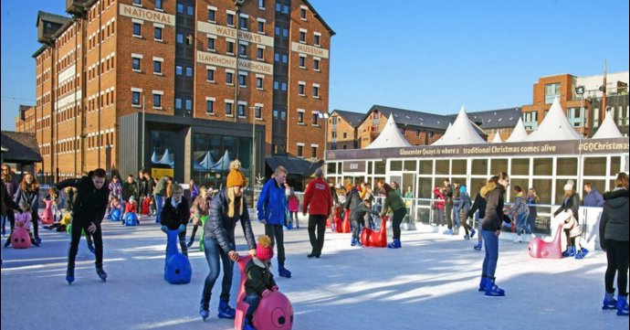 Open-air ice rink at Gloucester Quays