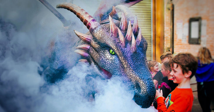 Giant dragon and child