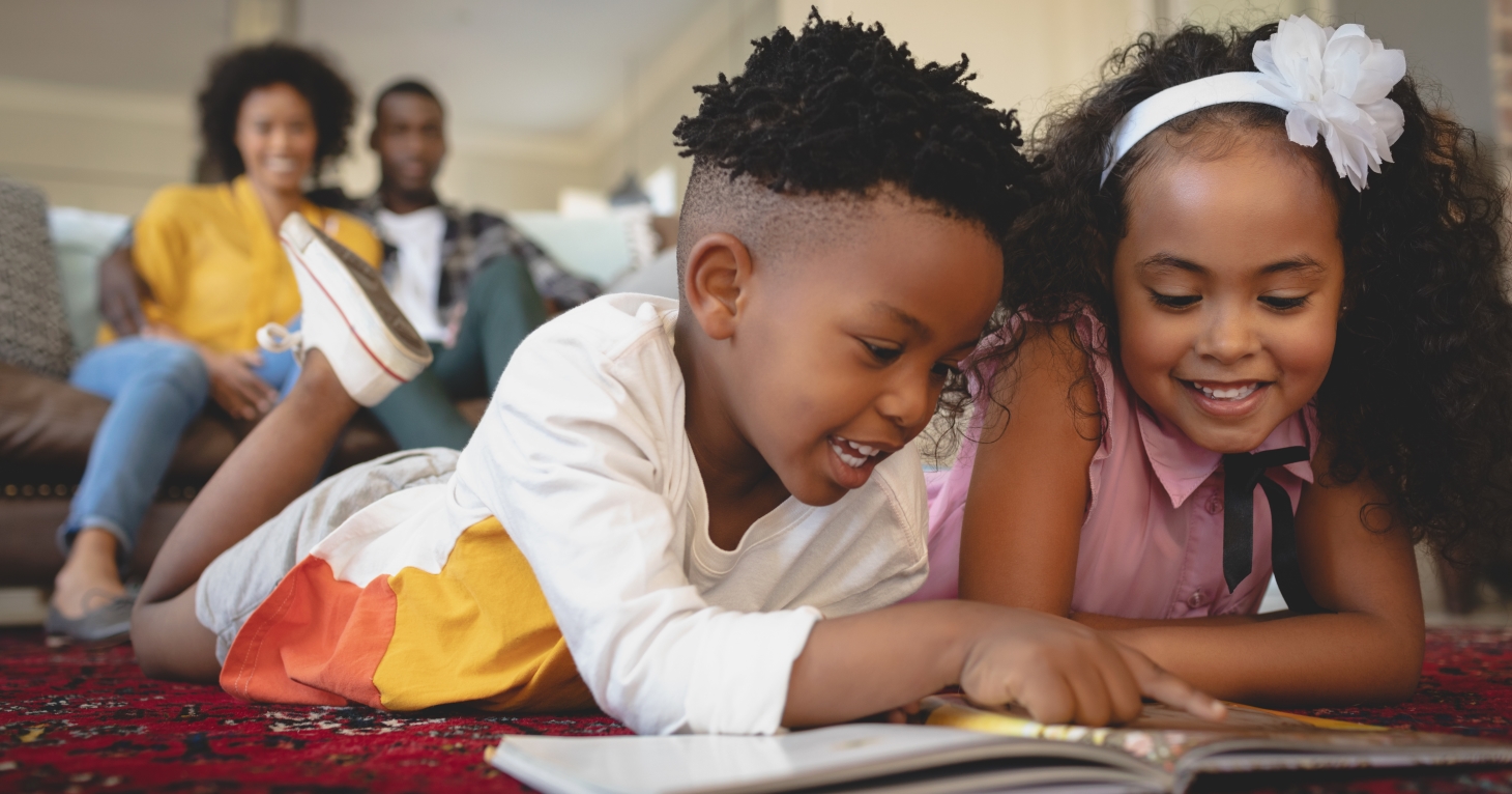 Children reading at home