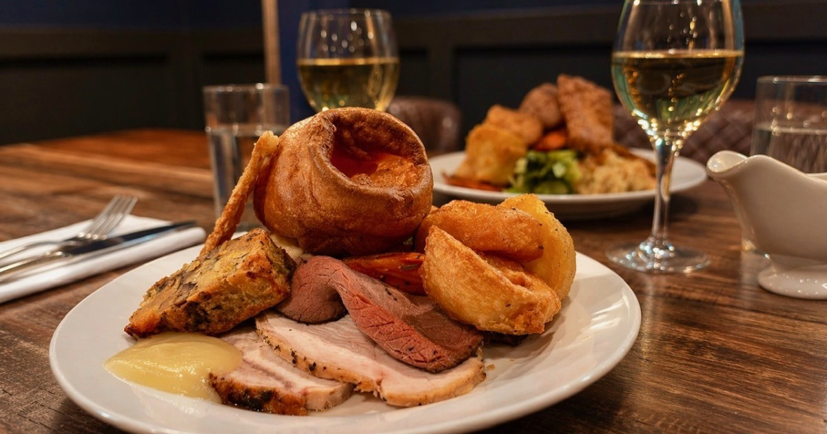 Tuck into a hearty Sunday lunch come rain or shine at Brickhampton Court
