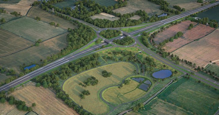 Roundabout Entry. Sign M5 Junction 10 slip roads in Cheltenham closing for two years from 2027