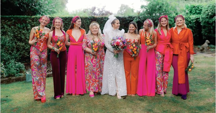 Designer showcases 30 years of fashion at iconic Cheltenham College wedding